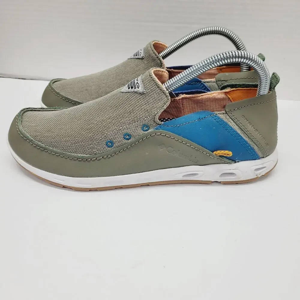 Columbia PFG Bahama Vent Relaxed Men's 7 Olive Green Blue Orange Slip On Boat